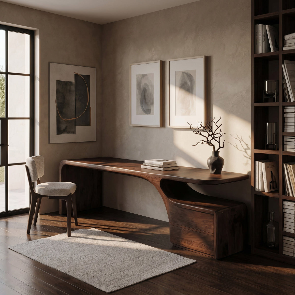 Organic Desk With Drawer Storage For Home Office