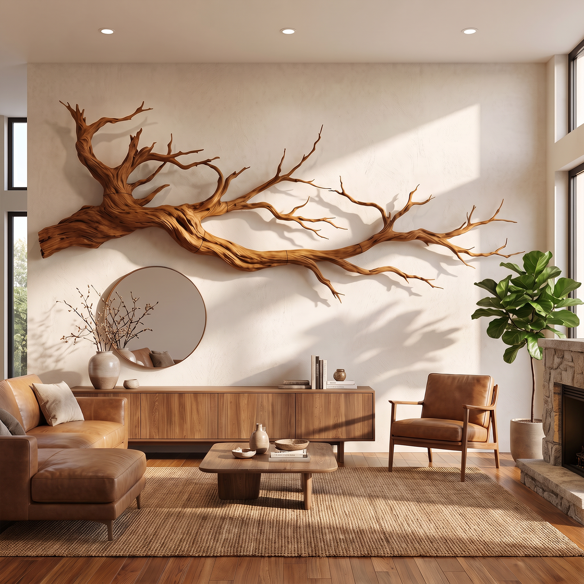 Abstract Tree Limb Solid Wood Wall Art Artistic Interior Accent