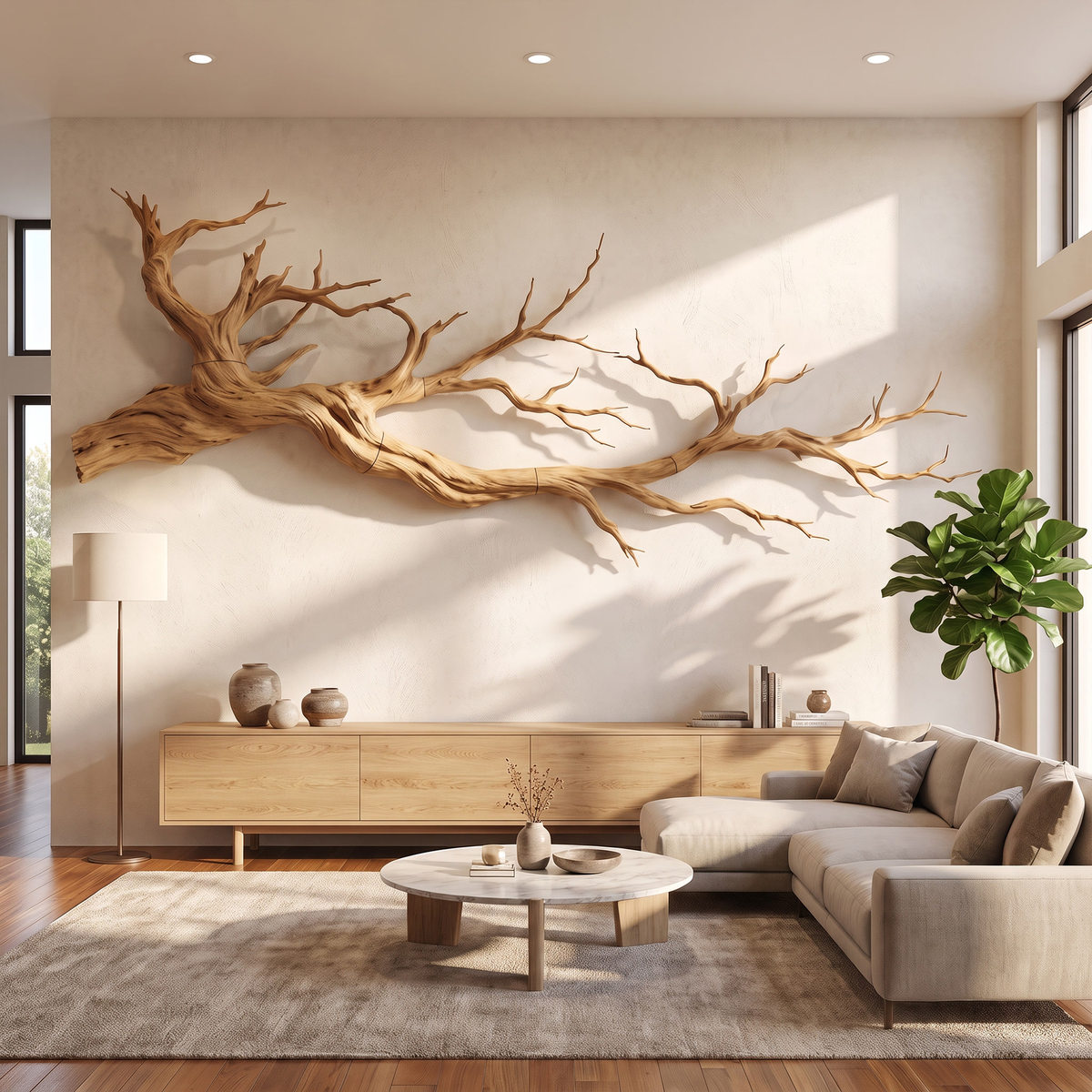 Abstract Tree Limb Solid Wood Wall Art Artistic Interior Accent