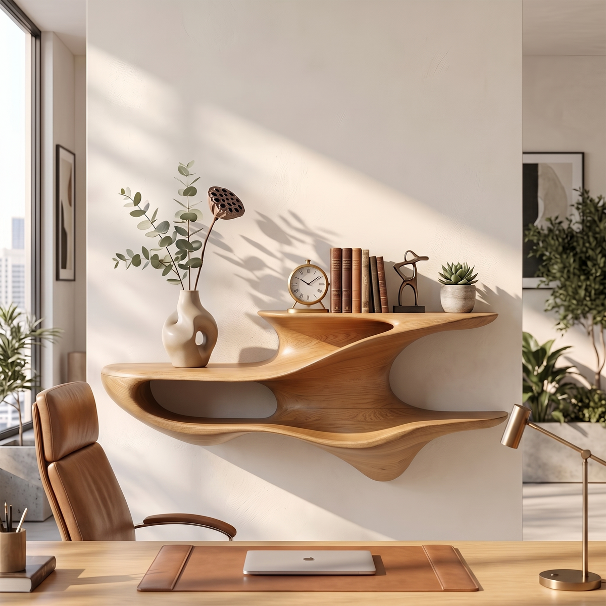 Handcrafted Live Edge Wall Mount Shelf For Living Room