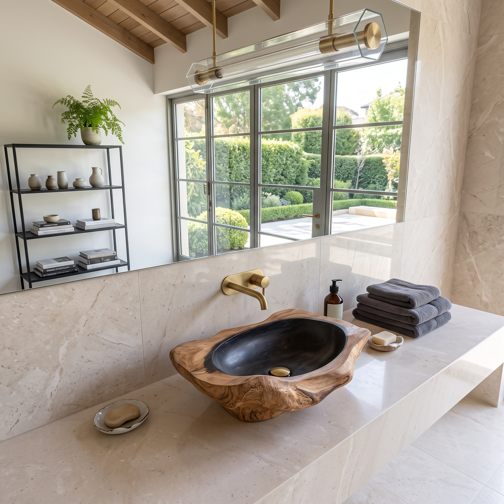 Handcrafted Solid Wood Sink For Bathroom Design Upgrade