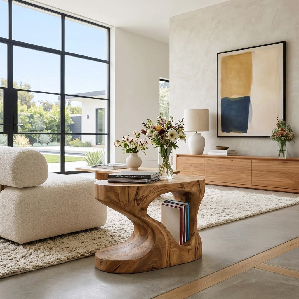 Modern Organic Side Table For Living Room Or Bedroom