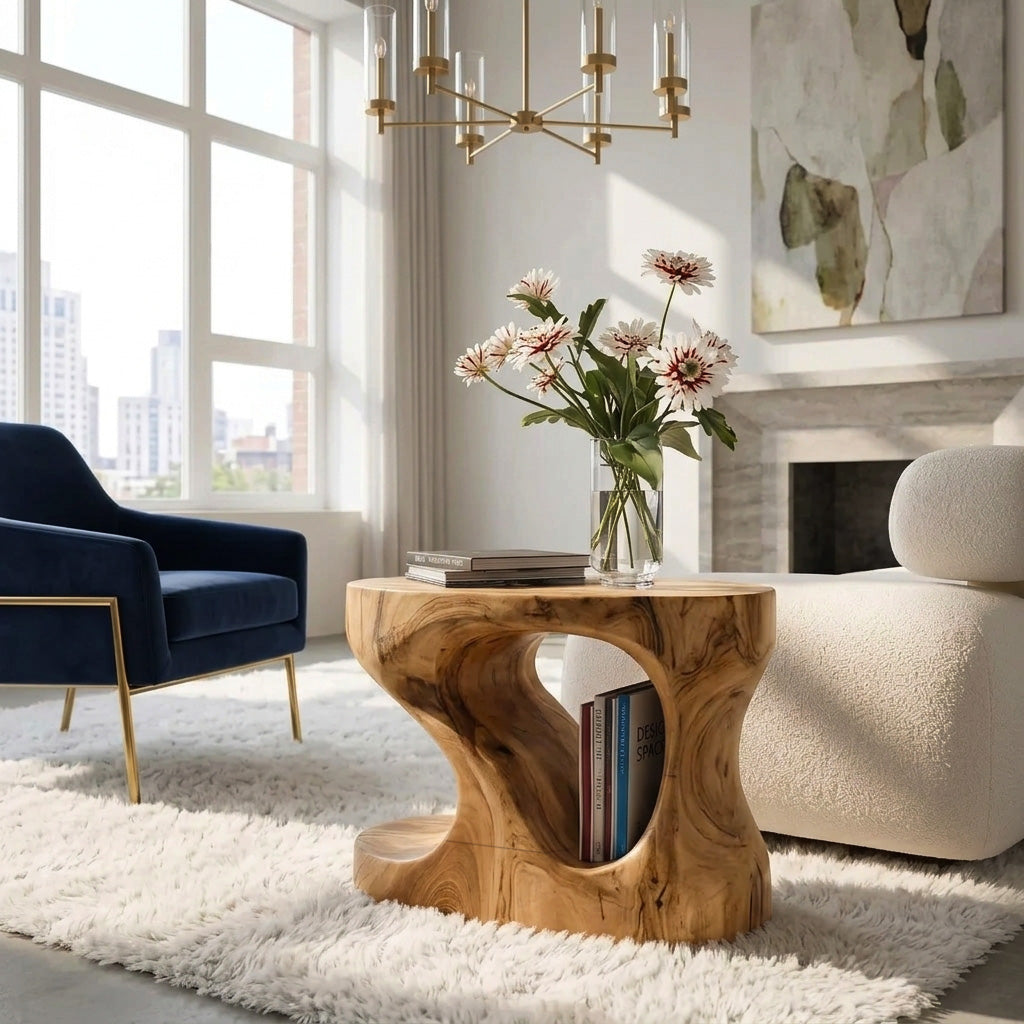Modern Organic Side Table For Living Room Or Bedroom