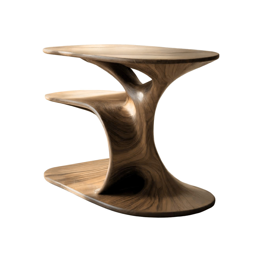 Audelle Fluid Form Solid Wood Record Player Stand