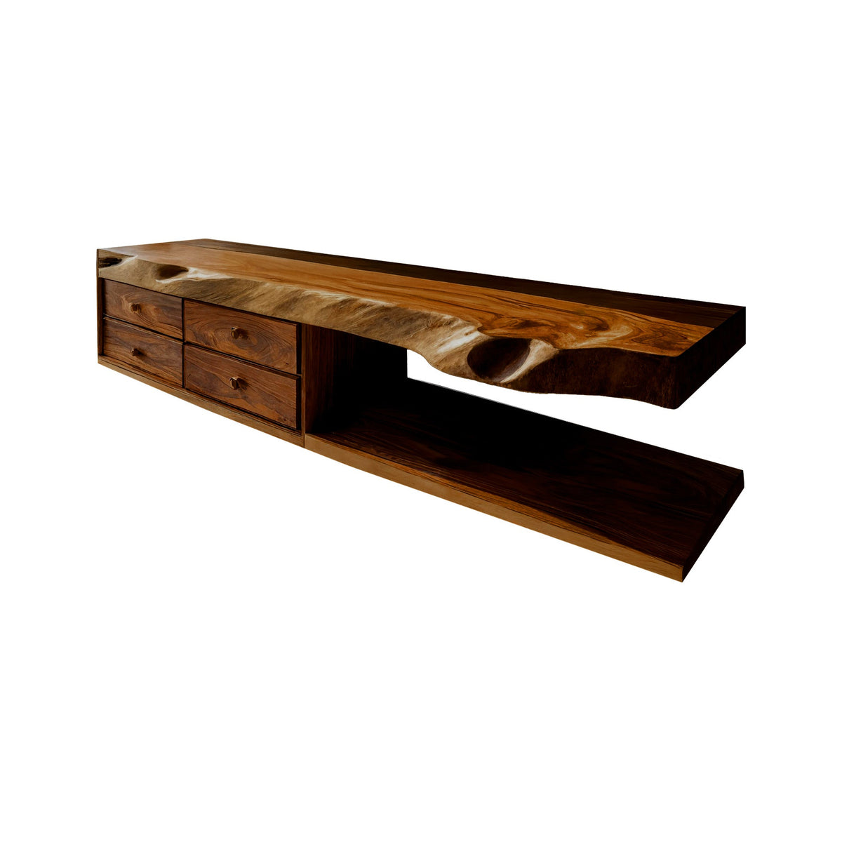 Aurelin Shore Live Edge Floating Bathroom Vanity With Drawers