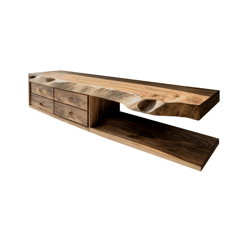 Aurelin Shore Live Edge Floating Bathroom Vanity With Drawers