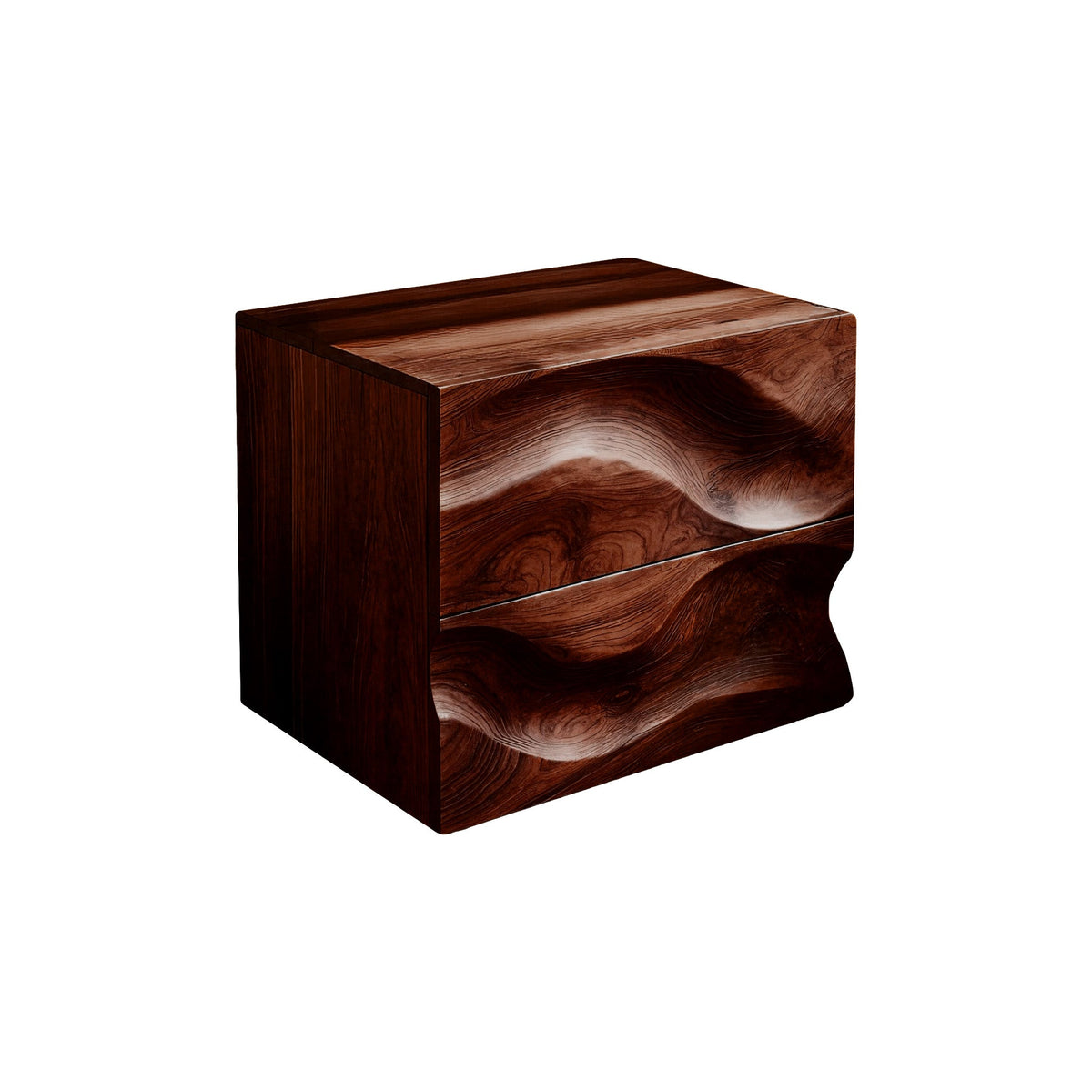 Aurelin Wave Handcrafted Wood Bedside Table