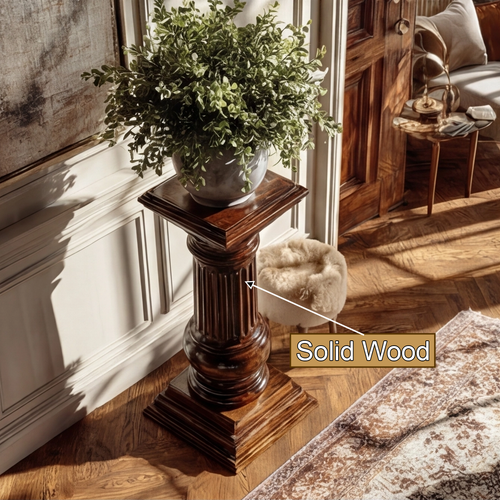 Bravion Handcrafted Solid Wood Pedestal Stand