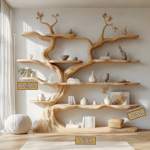 Elarwood Sculpted Solid Wood Tree Bookshelf