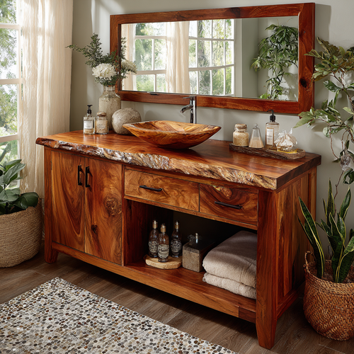 Eldorin Live Edge Solid Wood Freestanding Bathroom Vanity With Cabinet