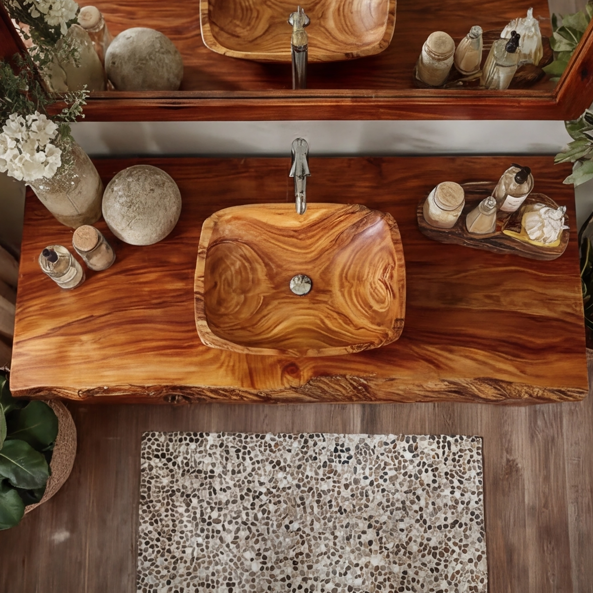 Eldorin Live Edge Solid Wood Freestanding Bathroom Vanity With Cabinet