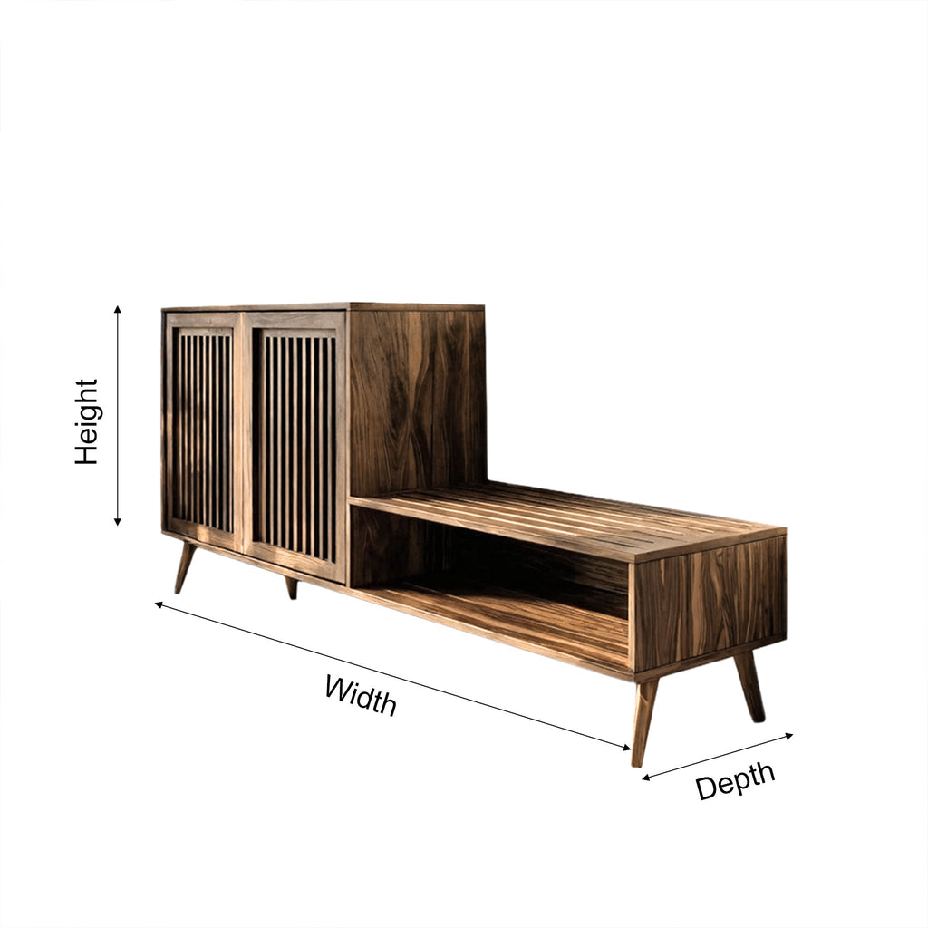Lioren Solid Wood Entryway Bench Shoe Rack With Storage And Low Cabinet