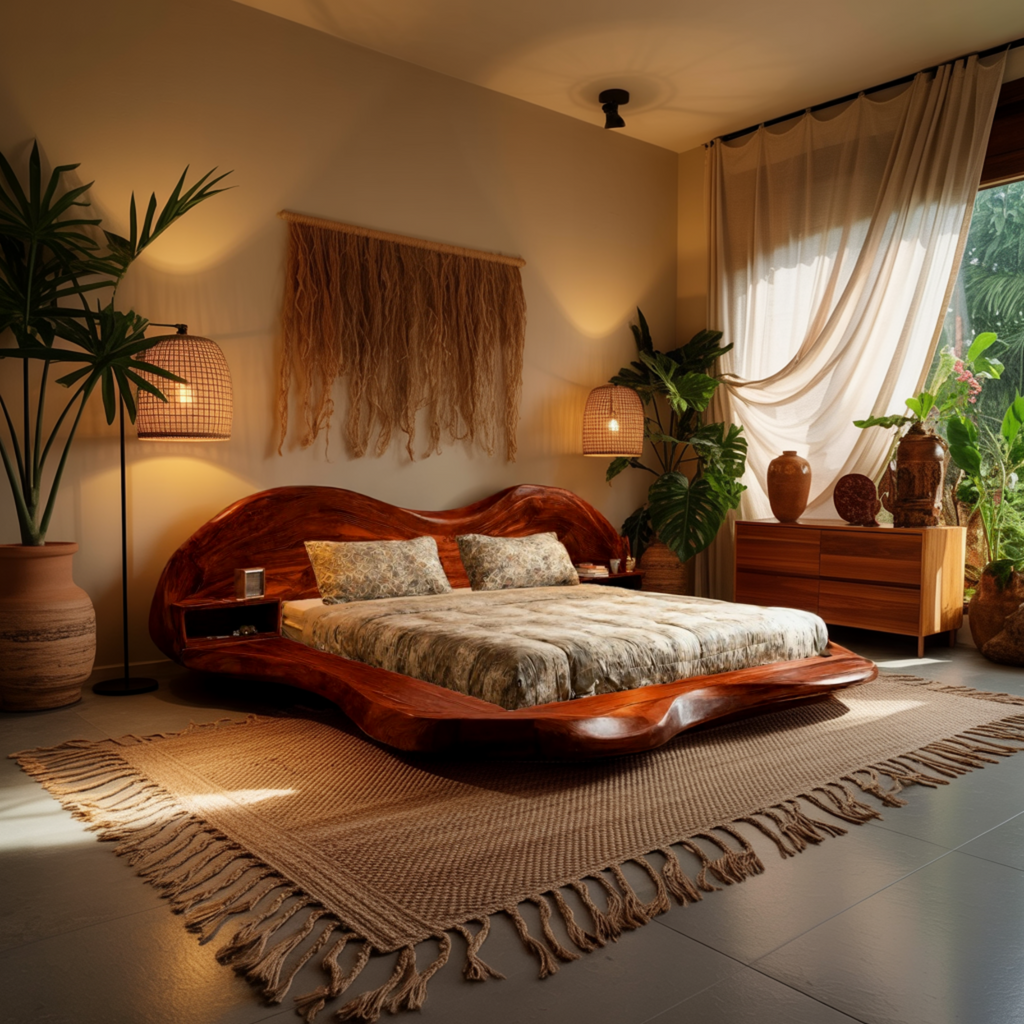 Serenata Waveform Solid Wood Headboard And Bed Frame