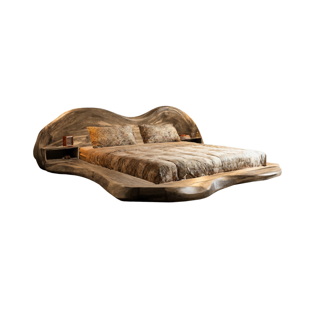 Serenata Waveform Solid Wood Headboard And Bed Frame