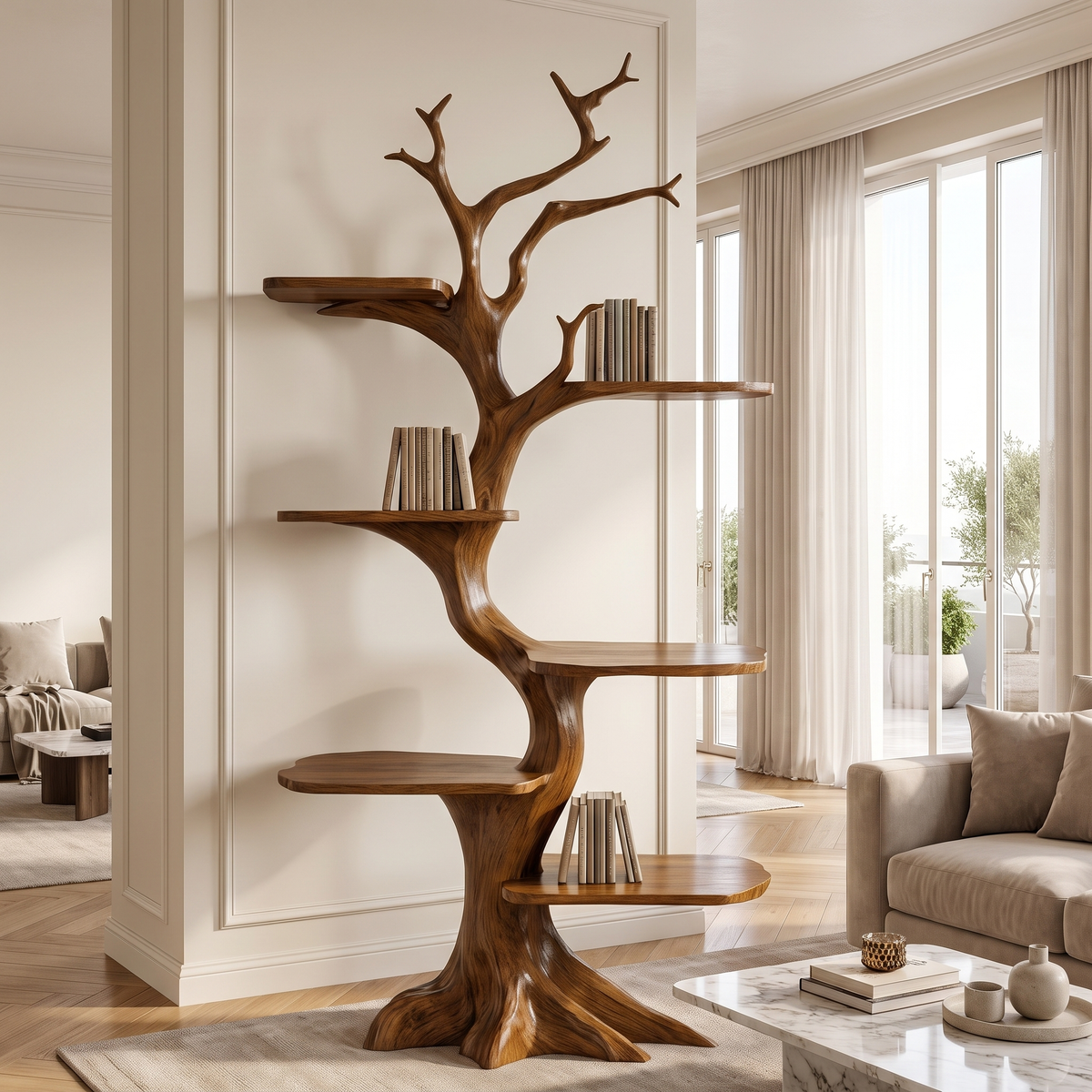Ashgrove Handcrafted Solid Wood Tree Bookshelf