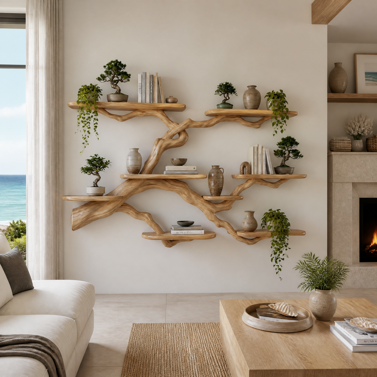 Verdantridge Handcrafted Solid Wood Floating Tree Bookshelf
