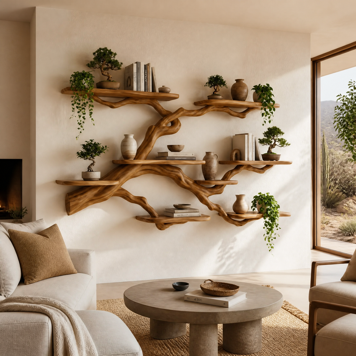Verdantridge Handcrafted Solid Wood Floating Tree Bookshelf