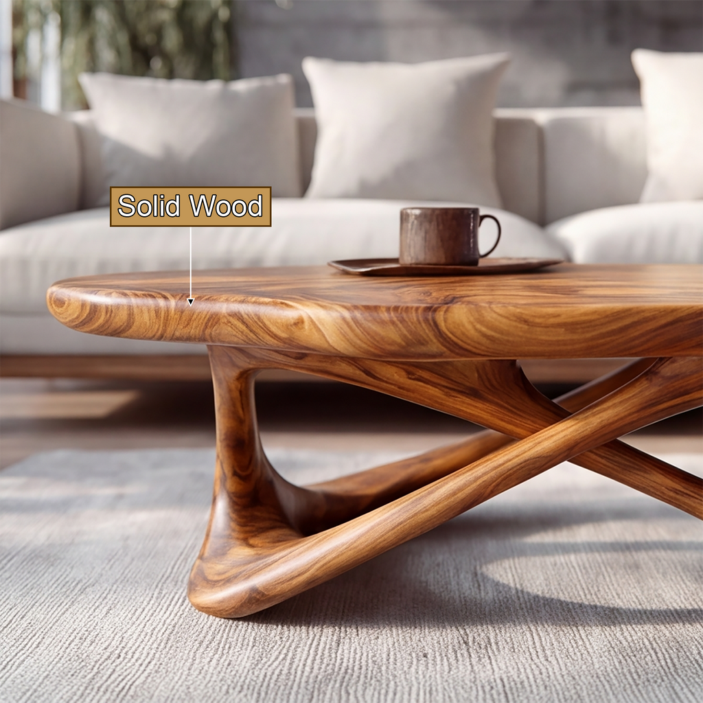 Aurevyn Live Edge Solid Wood Coffee Table