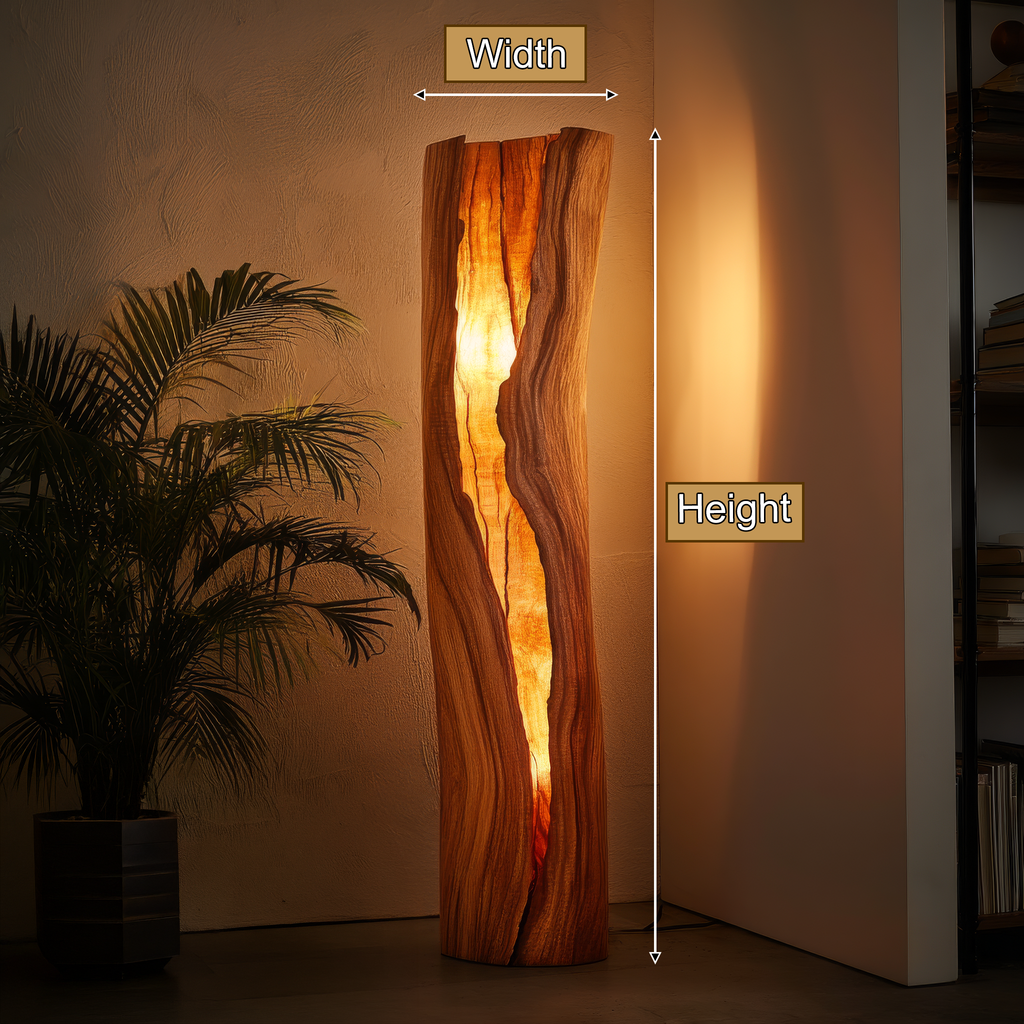 Velarith Sculpted Live Edge Integrated LED Wood Floor Lamp