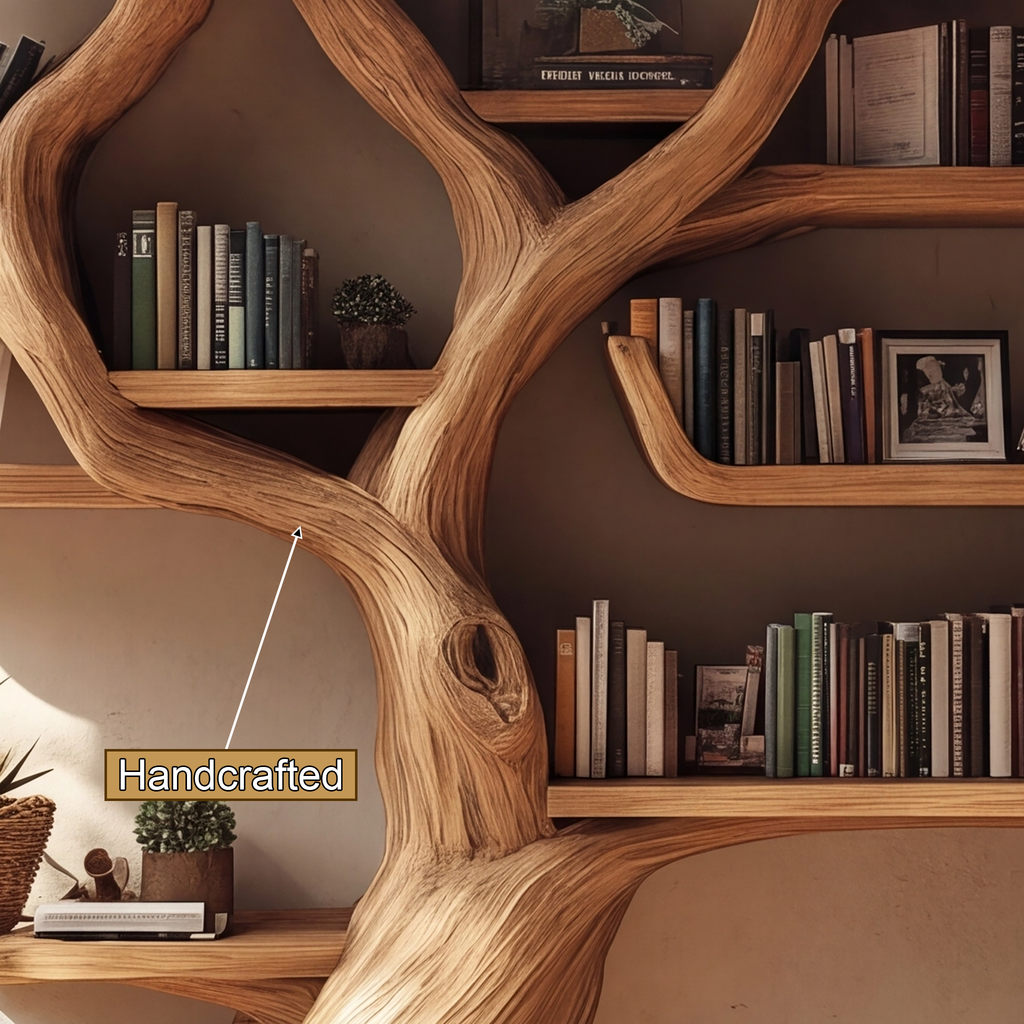 Verdantris Sculpted Solid Wood Tree Bookshelf